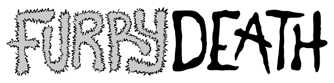 Text 'FURRY DEATH' with a stylized font on a white background