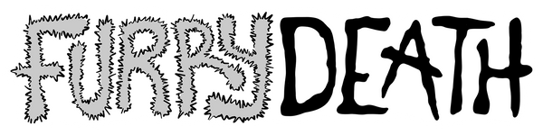 Text 'FURRY DEATH' with a stylized font on a white background