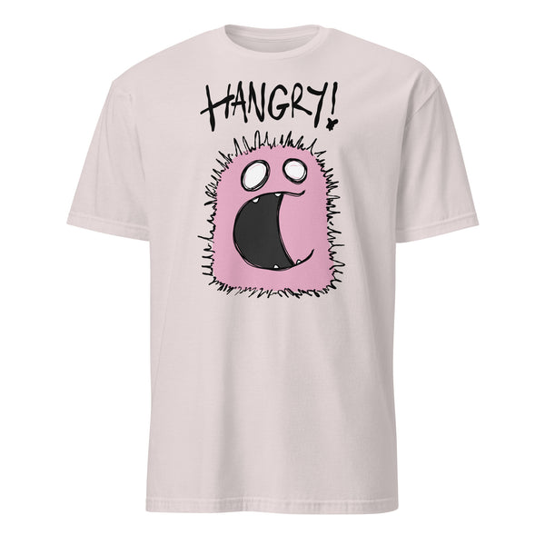 Hangry Monster Soft Tee — funny chronic illness tee with monster character design, ice grey