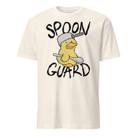 Spoon Guard Soft Tee, chronic illness humour graphic tee with duck illustration, chronic illness apparel, natural