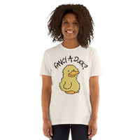 Fancy a Duck? Soft Tee — humorous spoonie graphic tee with duck illustration, natural