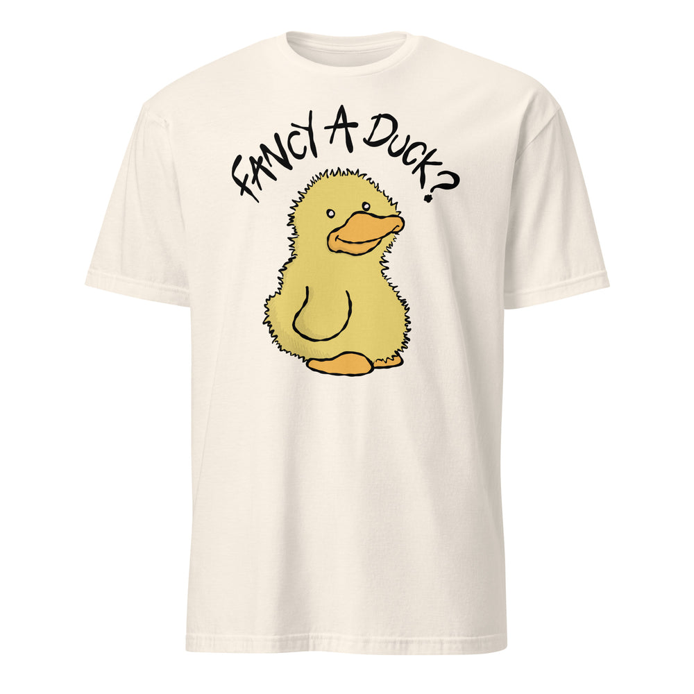 Fancy a Duck? Soft Tee — humorous spoonie graphic tee with duck illustration, natural