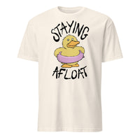 Staying Afloat Soft Tee, chronic illness humour graphic tee with duck illustration, chronic illness apparel, natural