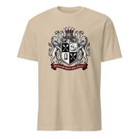 Heraldry Crest Soft Tee — spoonie crest emblem graphic tee, heraldic design, sand