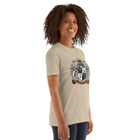 Heraldry Crest Soft Tee — spoonie crest emblem graphic tee, heraldic design, sand