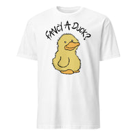 Fancy a Duck? Soft Tee — humorous spoonie graphic tee with duck illustration, white