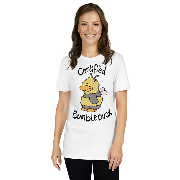 Certified BumbleDuck Hoodie — soft spoonie hoodie with duck illustration, chronic illness apparel, white