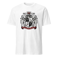 Heraldry Crest Soft Tee — spoonie crest emblem graphic tee, heraldic design, white