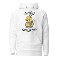 Certified BumbleDuck Hoodie — soft spoonie hoodie with duck illustration, chronic illness apparel, white